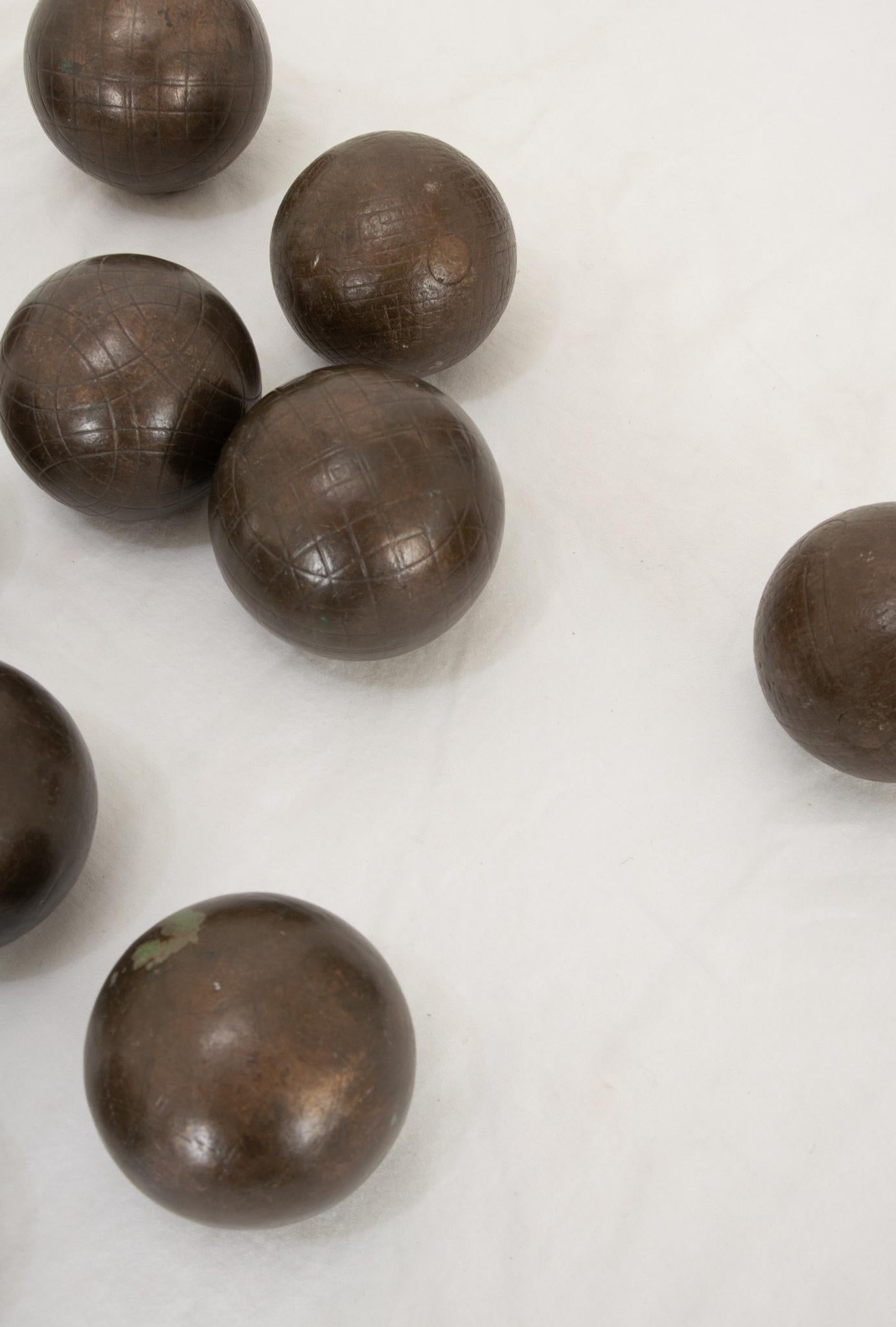 Metal French 20th Century Collection of 12 Boules For Sale
