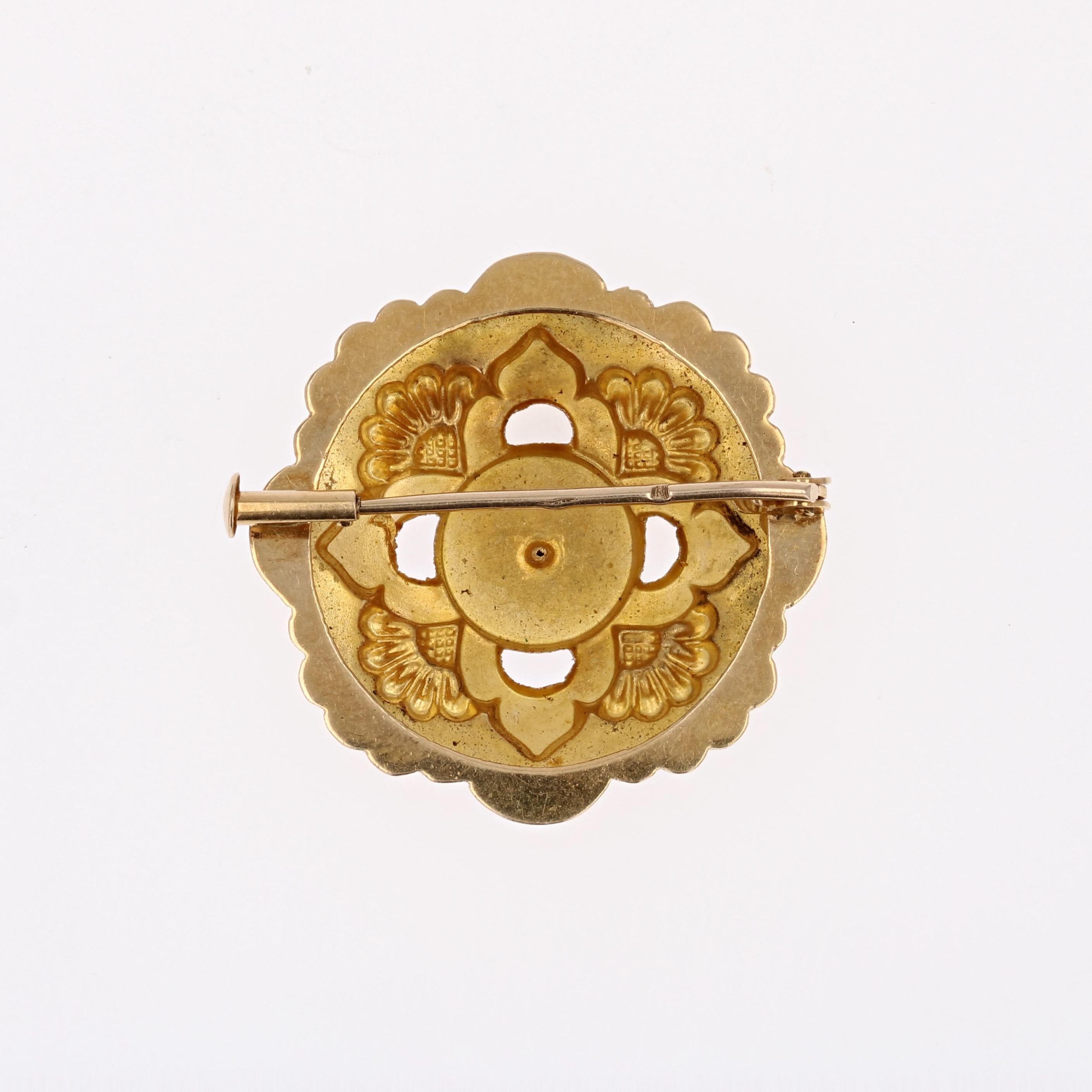 Broche collier français du 20ème siècle en or jaune 18 carats et perles de culture en vente 3