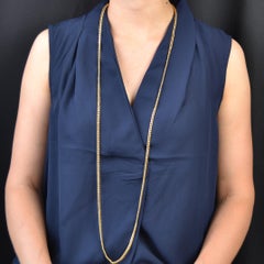 French 20th Century Curb Mesh 18 Karat Yellow Gold Long Necklace