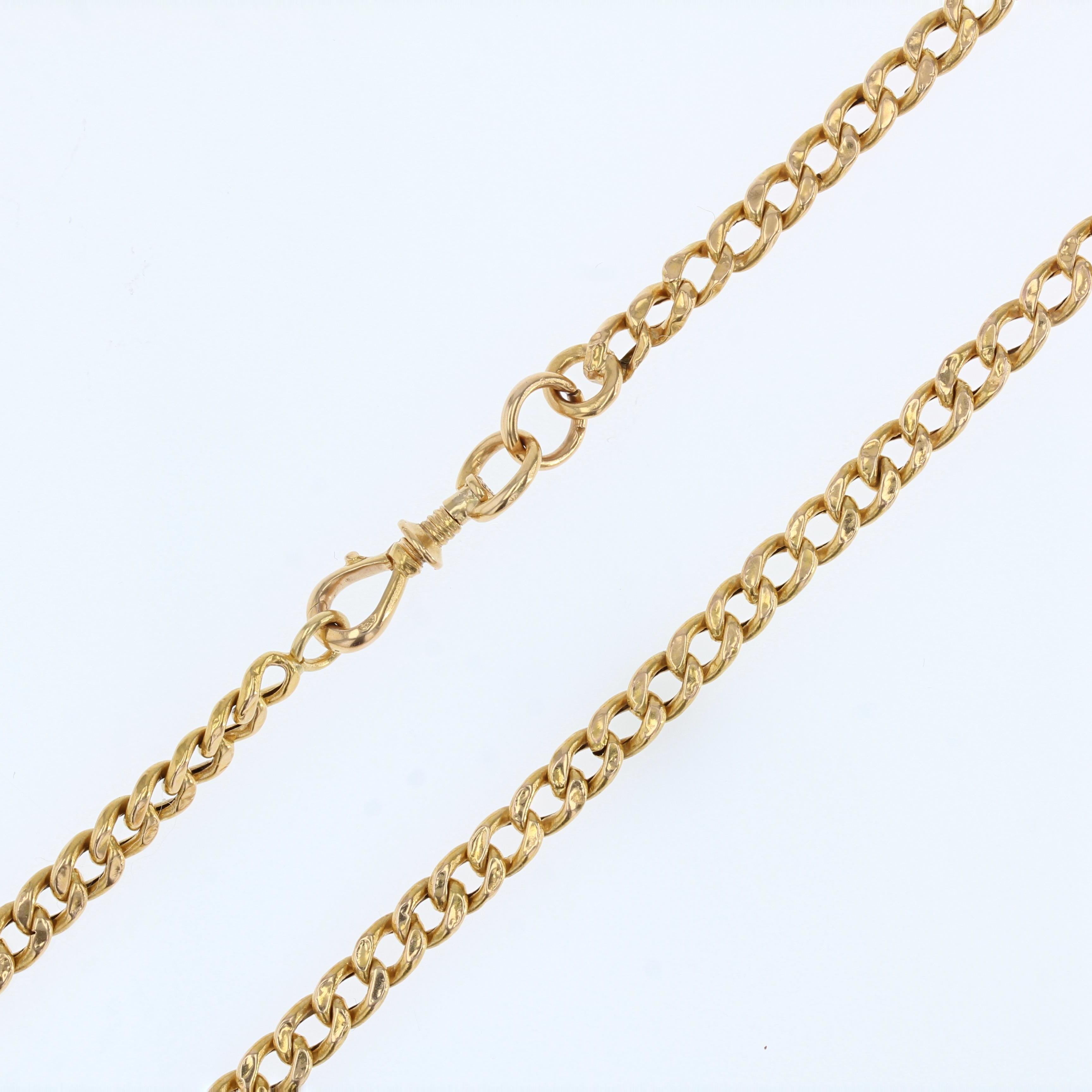 Women's French 20th Century Curb Mesh 18 Karat Yellow Gold Long Necklace