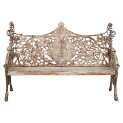 Vintage French 20th Century Decorative Cast Iron Garden Bench