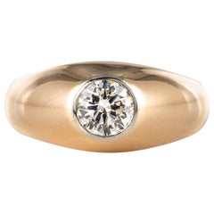 Antique French 20th Century Diamond 18 Karat Yellow Gold Bangle Men's Ring