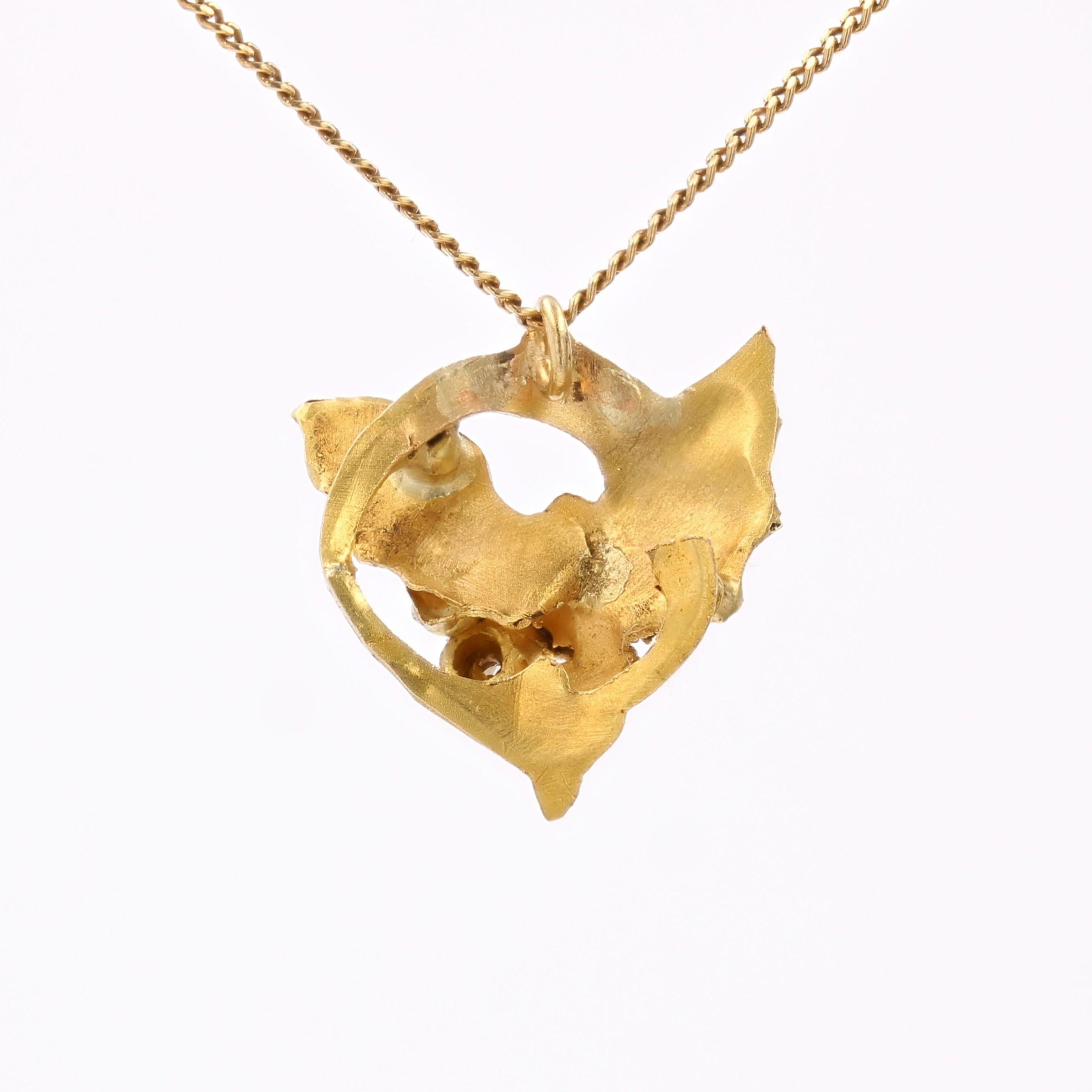 French 20th Century Diamond 18 Karat Yellow Gold Chimera Pendant Chain Necklace For Sale 7