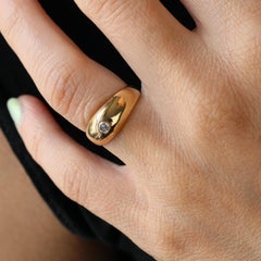 Französischer, geschwungener Armreif aus 18-karätigem Gelbgold mit Diamanten aus dem 20. Jahrhundert