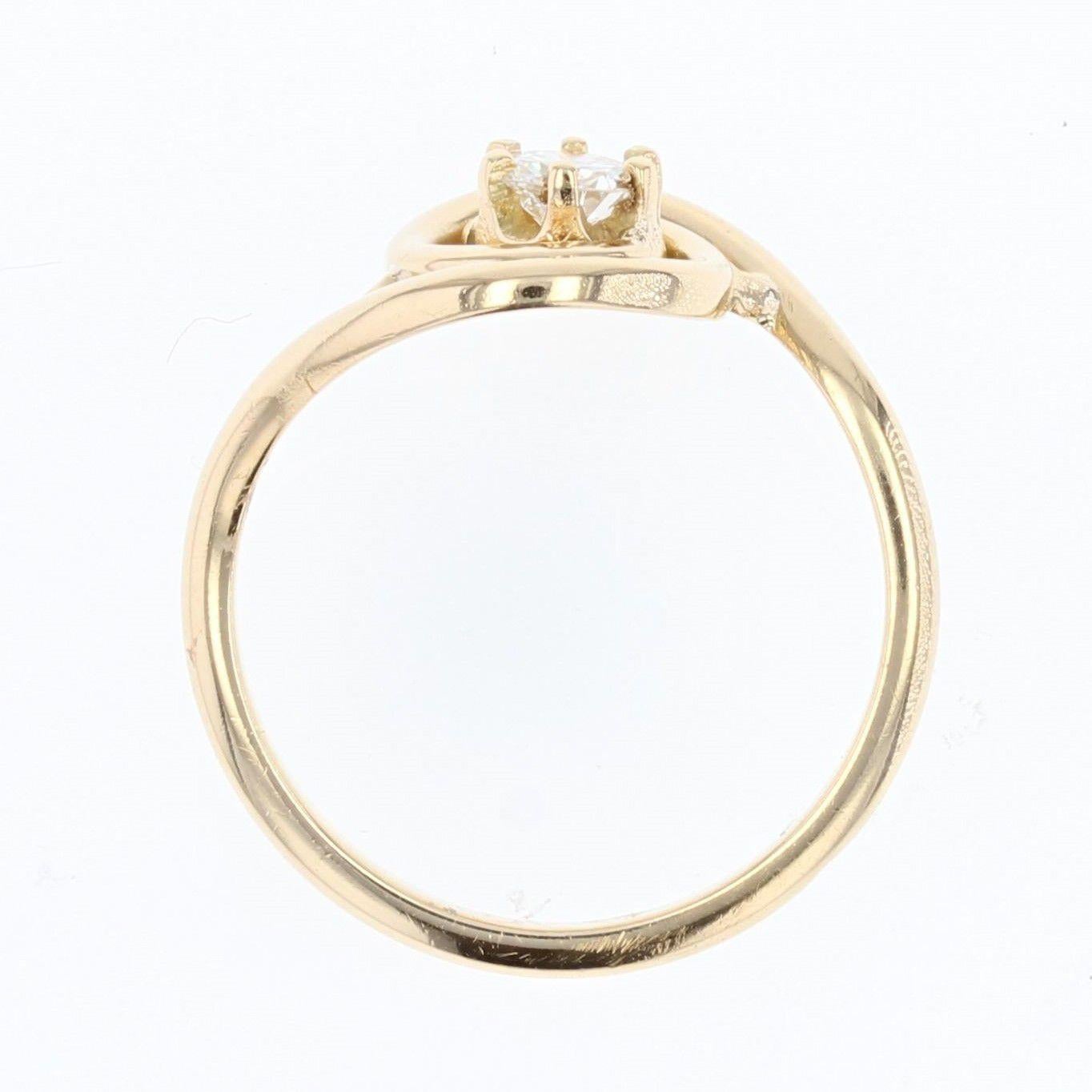 French 20th Century Diamond 18 Karat Yellow Gold Swirl Ring 4