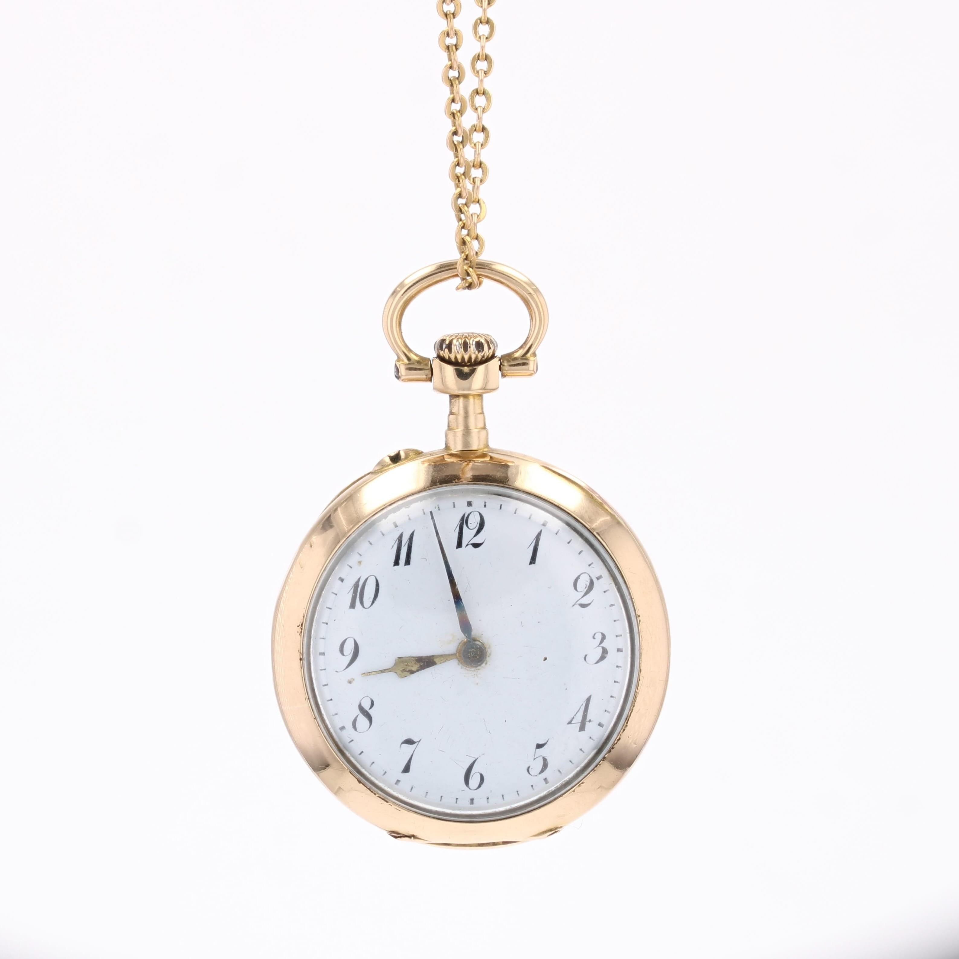 Belle Époque Pendentif en or rose 18 carats avec diamants pour montre de poche M-One du 20e siècle en vente