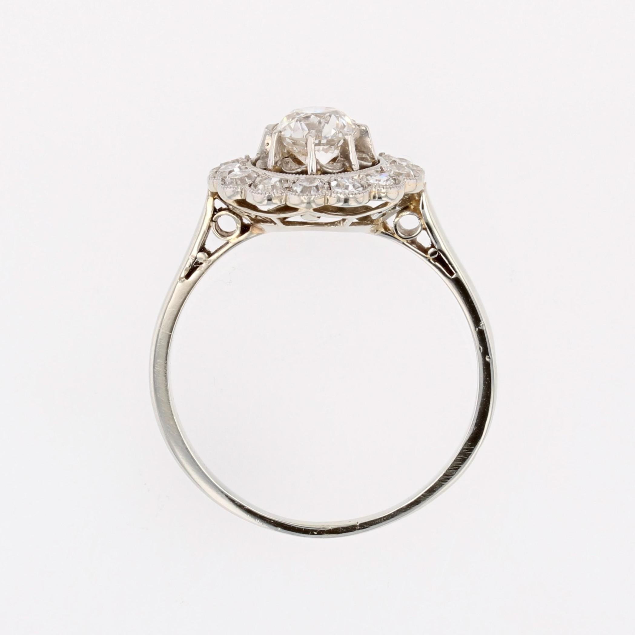 French 20th Century Diamonds 18 Karat White Gold Daisy Ring 8