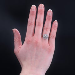 French 20th Century Diamonds 18 Karat White Gold Daisy Ring