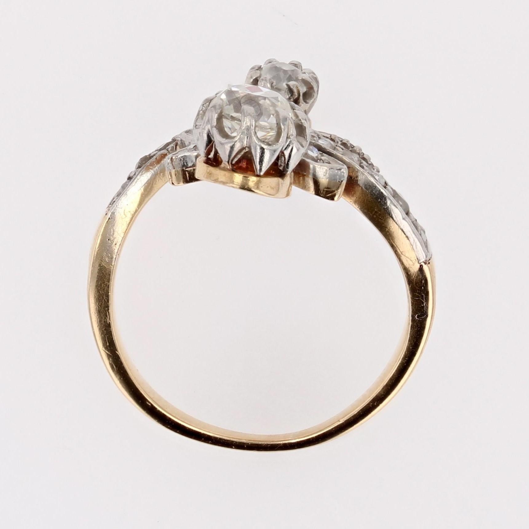 French 20th Century Diamonds 18 Karat Yellow Gold Belle Epoque Floral Ring For Sale 10