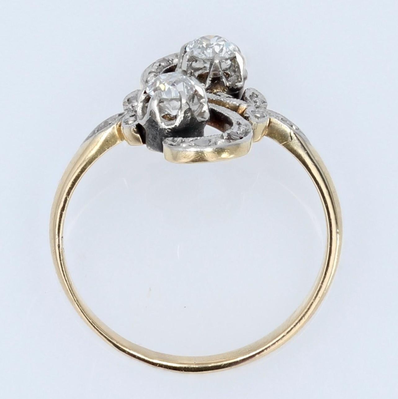 French 20th Century Diamonds 18 Karat Yellow Gold Belle Epoque Ring For Sale 7