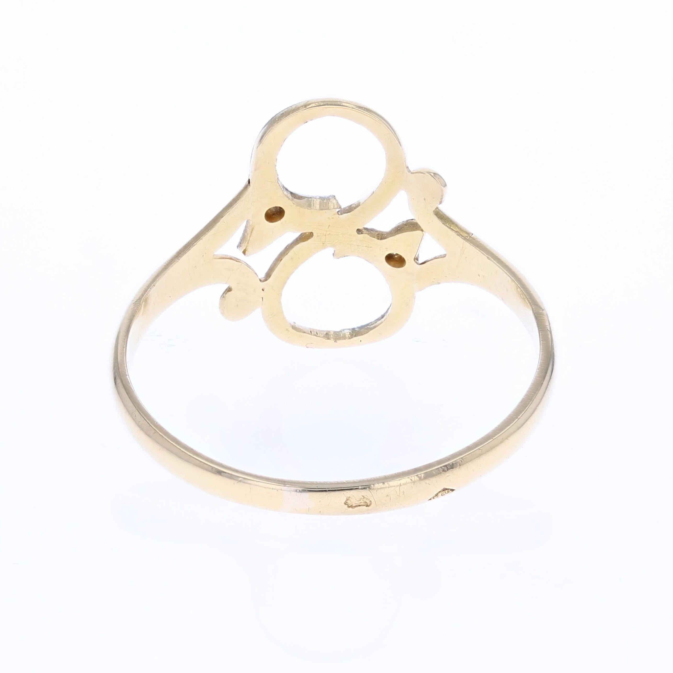 French 20th Century Diamonds 18 Karat Yellow Gold Openwork Ring en venta 1