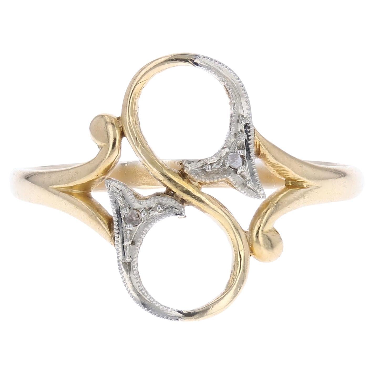 French 20th Century Diamonds 18 Karat Yellow Gold Openwork Ring
