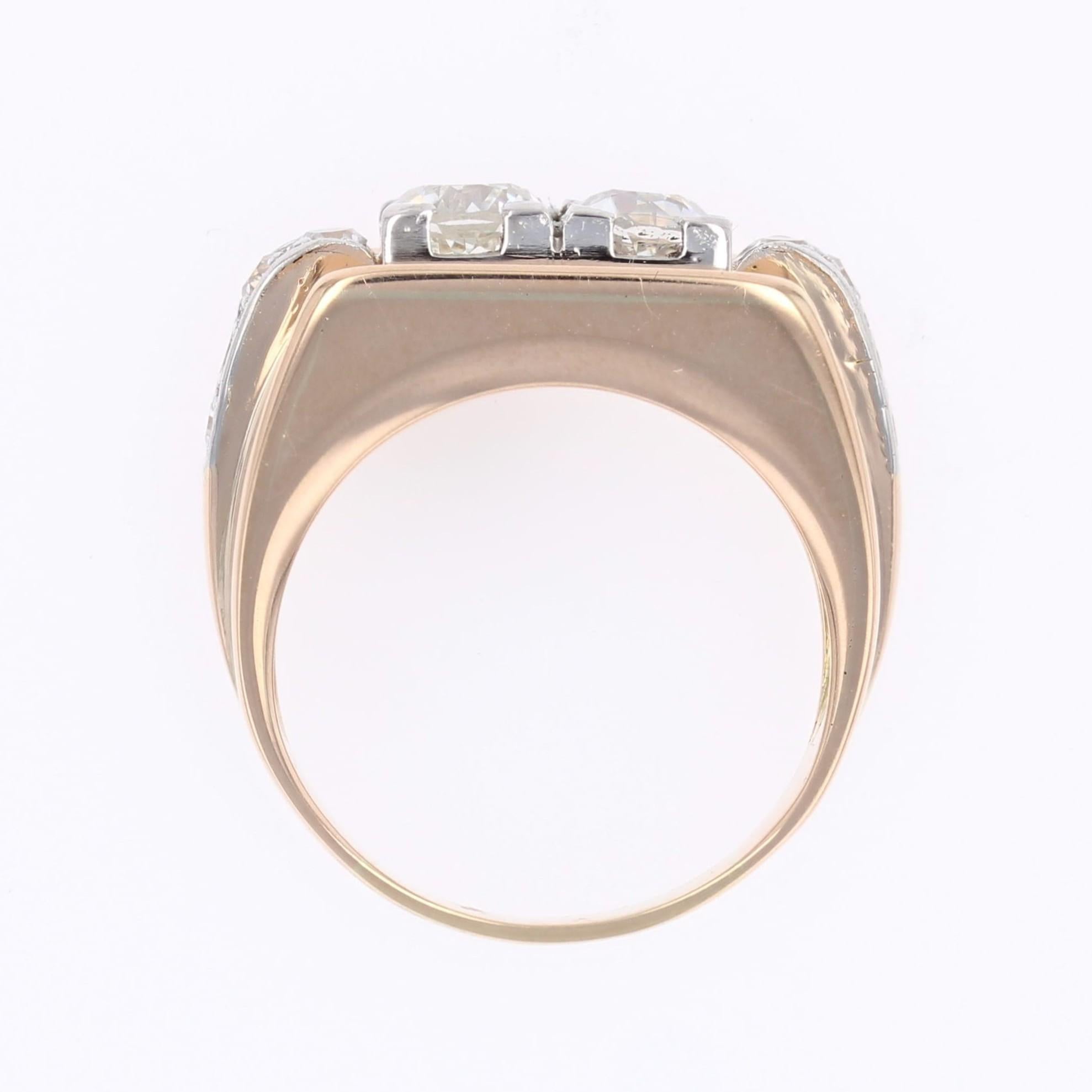 Bague Tank en or jaune 18 carats avec diamants du 20e siècle en vente 9