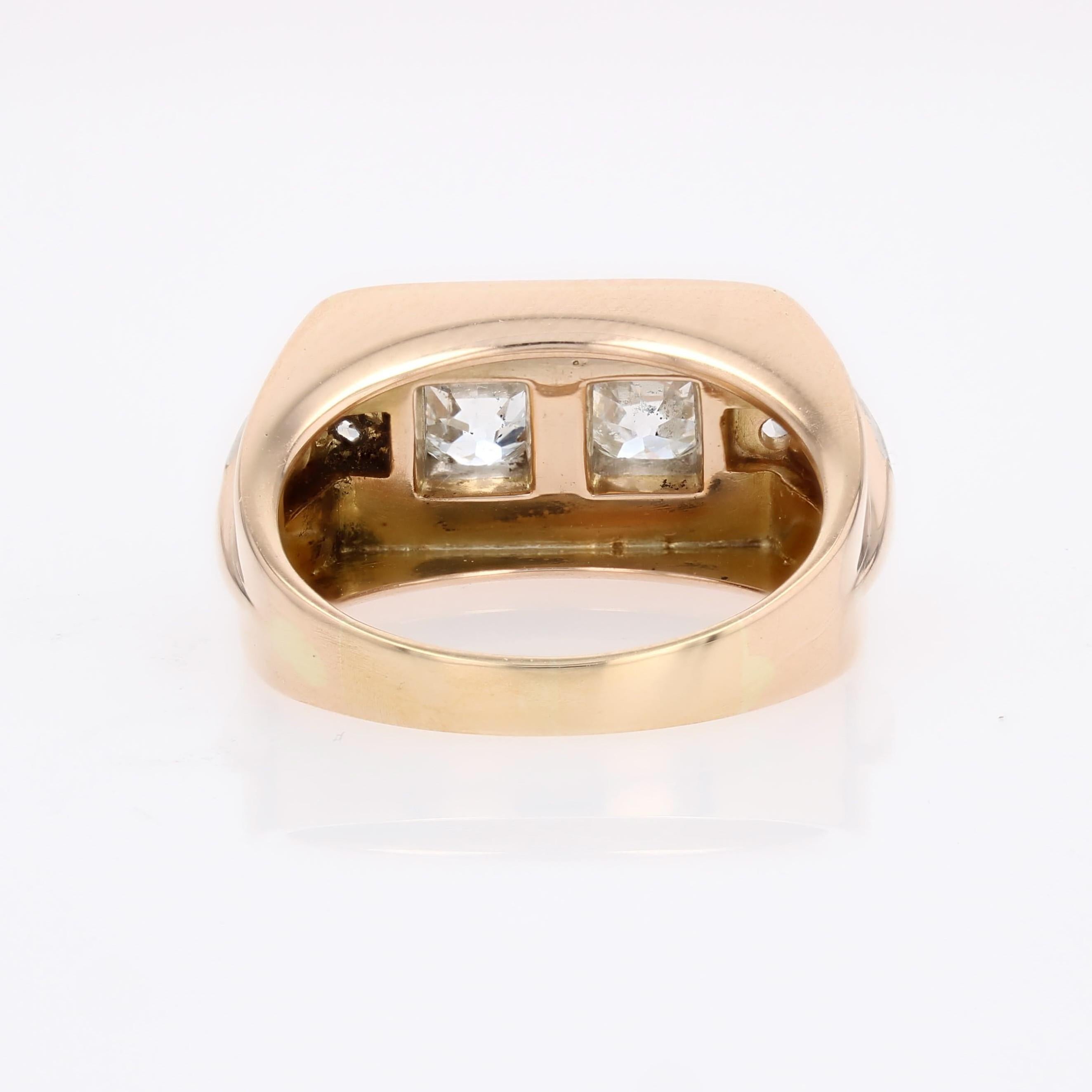Bague Tank en or jaune 18 carats avec diamants du 20e siècle en vente 10
