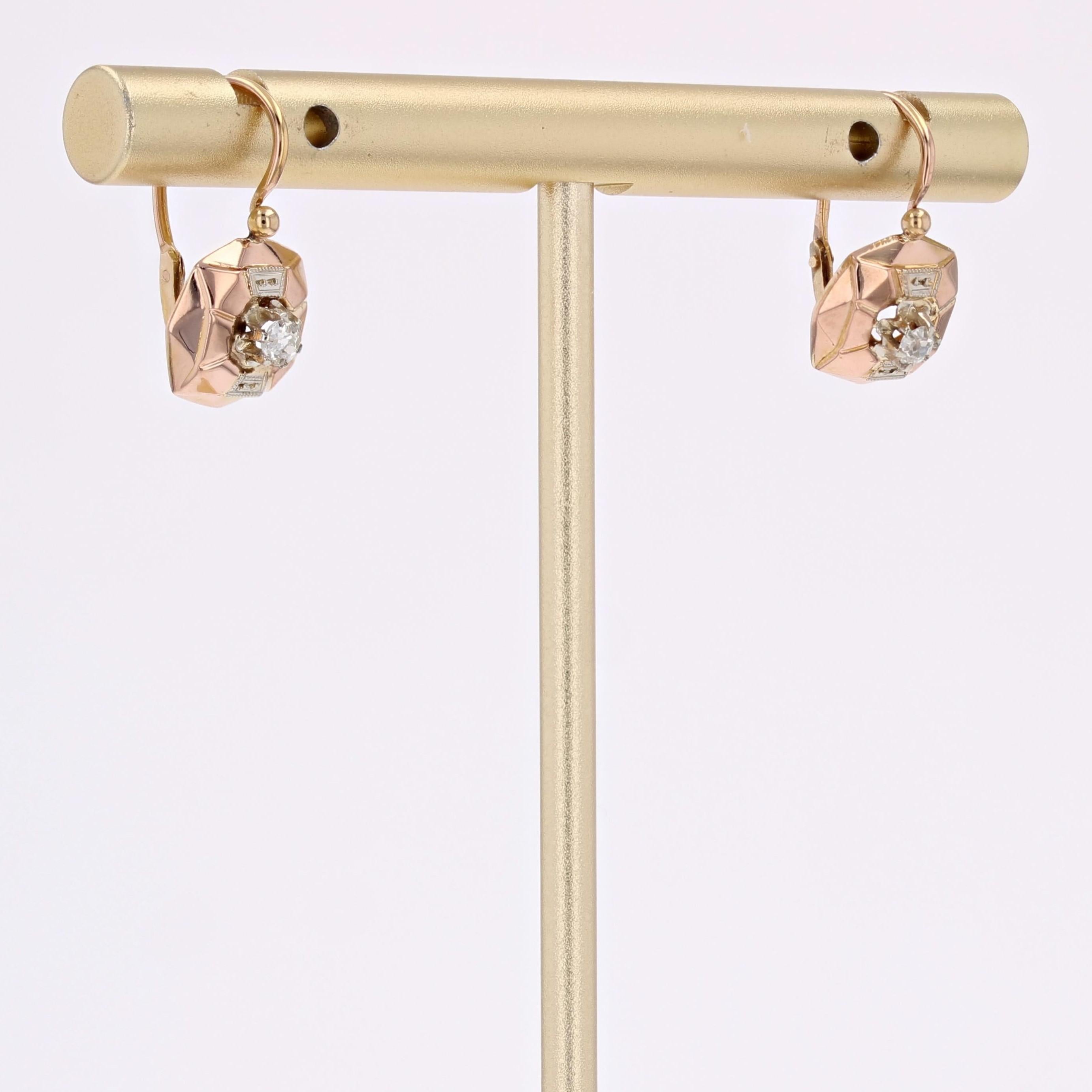 French 20th Century Diamonds Lever Back Earrings In Good Condition For Sale In Poitiers, FR