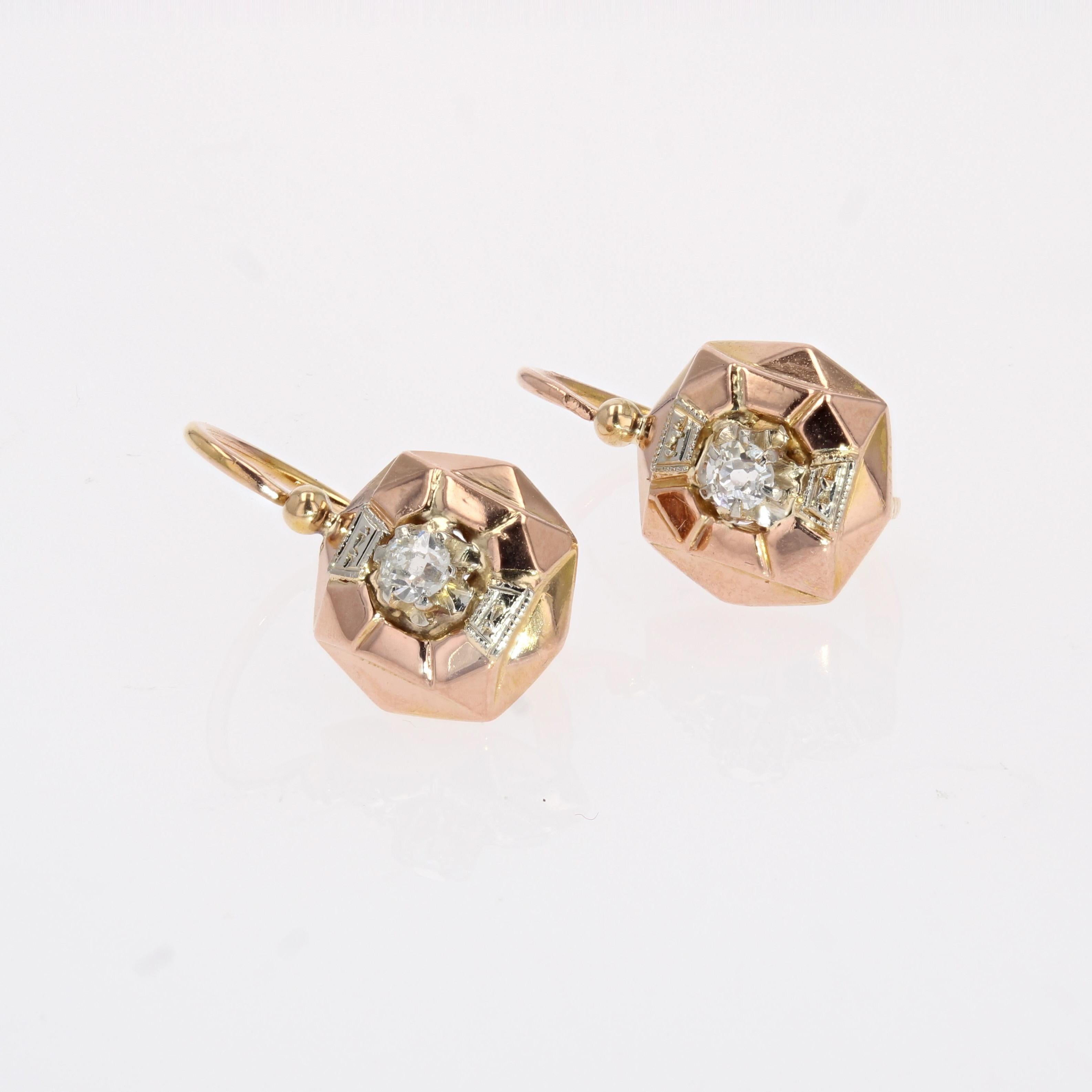 French 20th Century Diamonds Lever Back Earrings For Sale 1