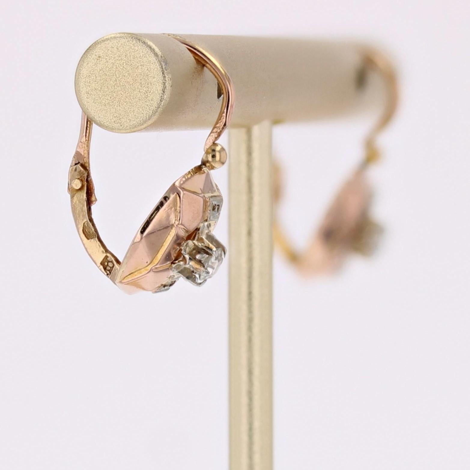French 20th Century Diamonds Lever Back Earrings For Sale 3