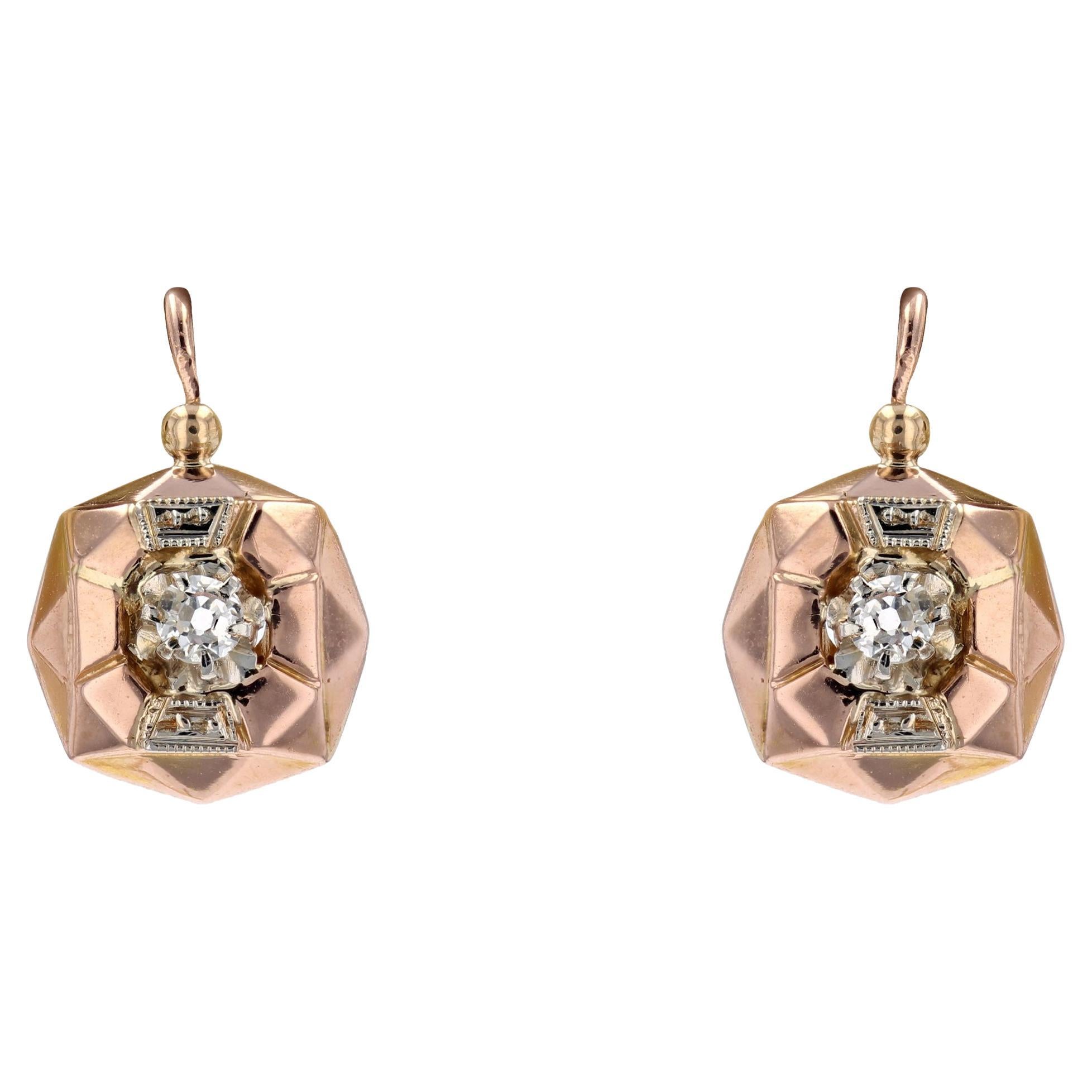 French 20th Century Diamonds Lever Back Earrings For Sale