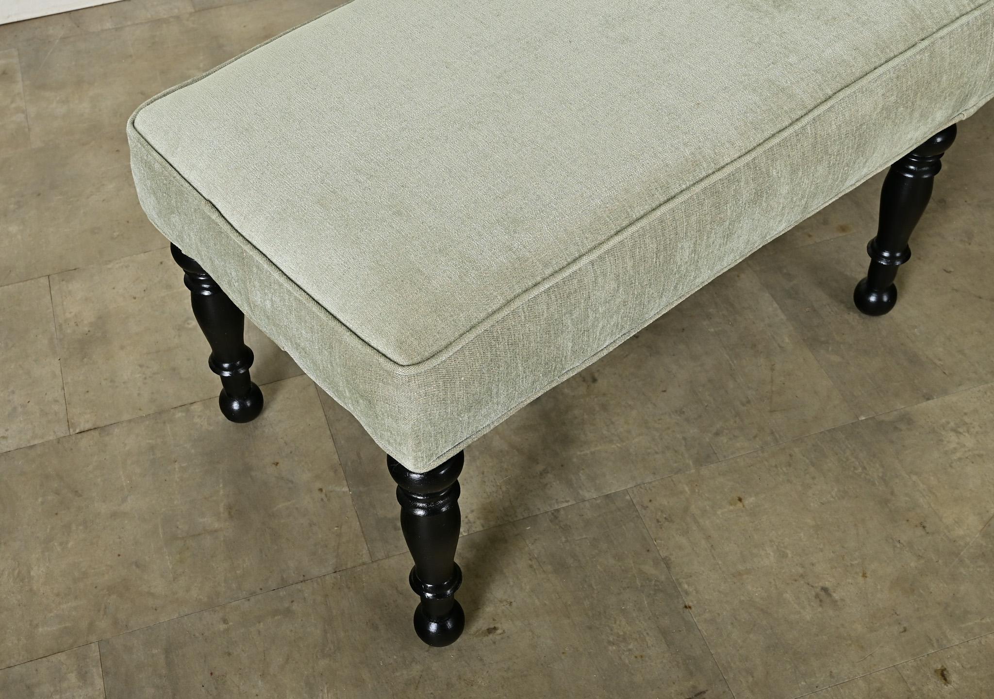 French 20th Century Ebonized & Upholstered Bench 5