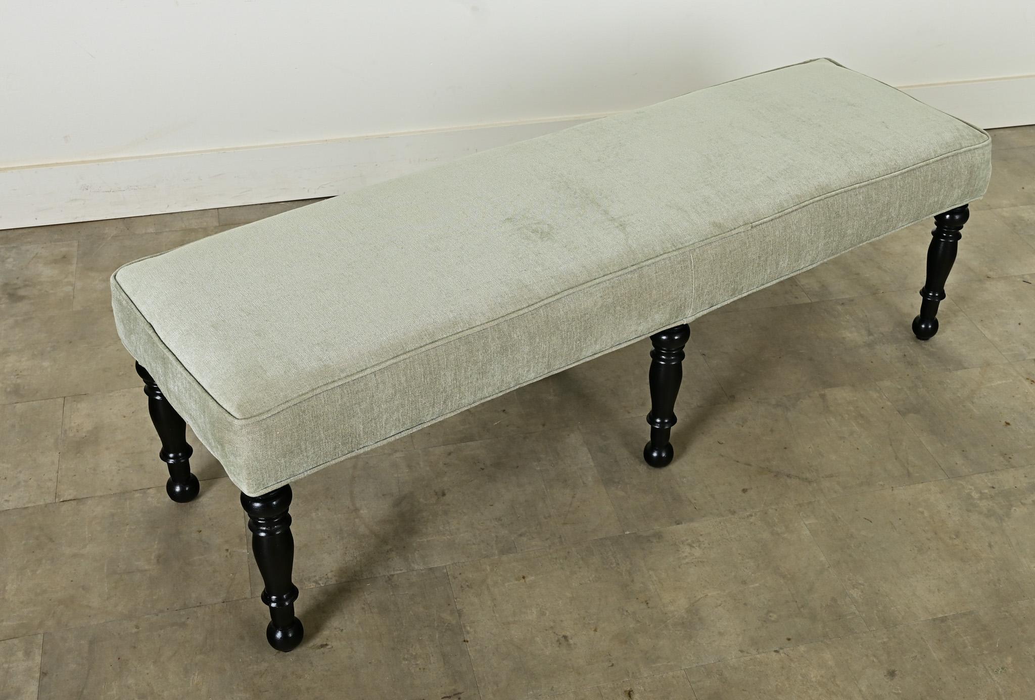 French 20th Century Ebonized & Upholstered Bench 6