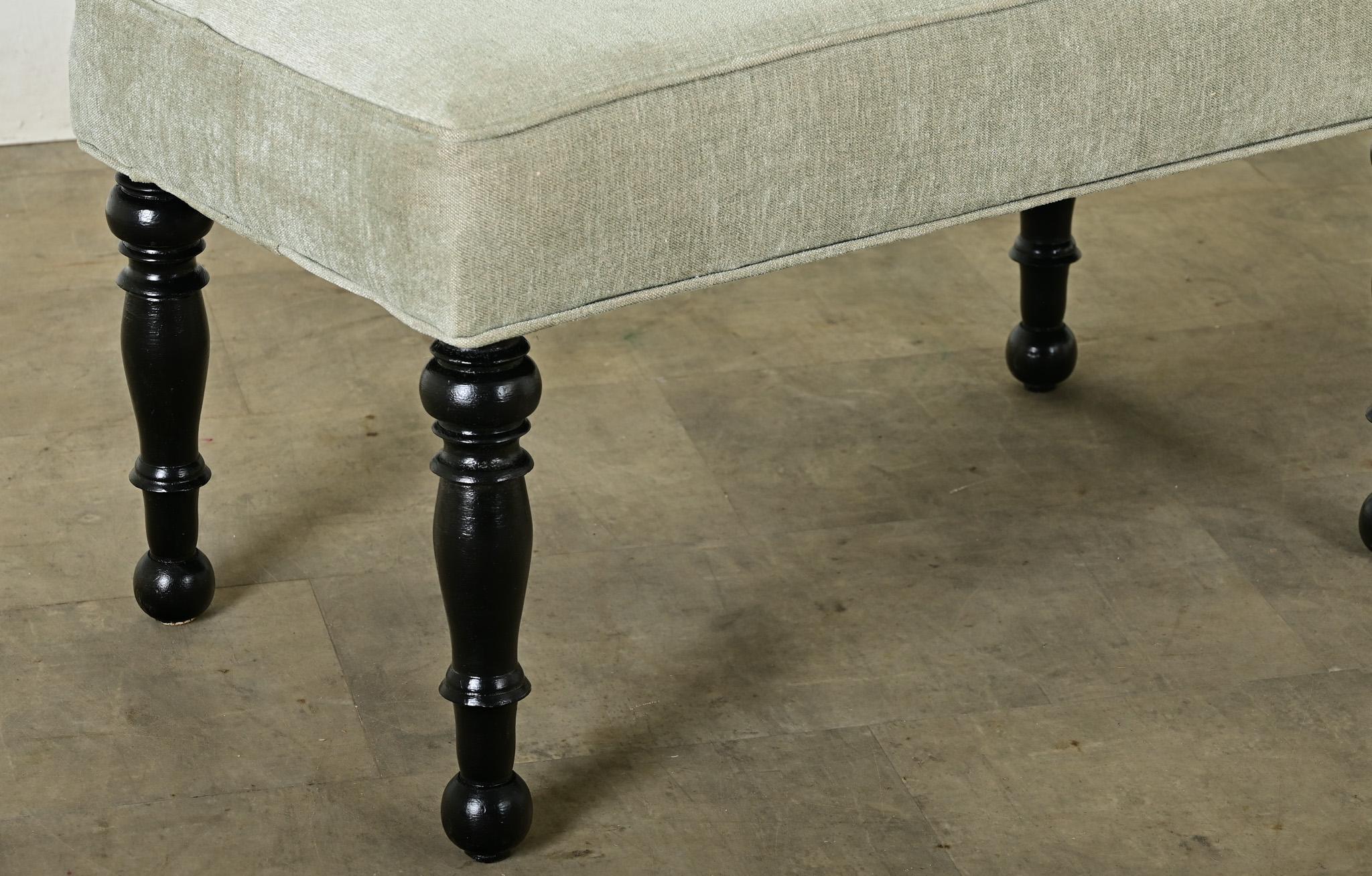 French 20th Century Ebonized & Upholstered Bench 4