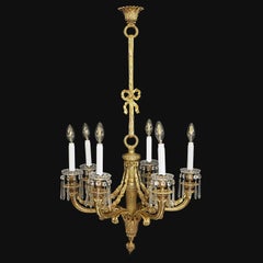 Baccarat Crystal and Ormolu Chandelier French 20th Century Empire Style Pendant