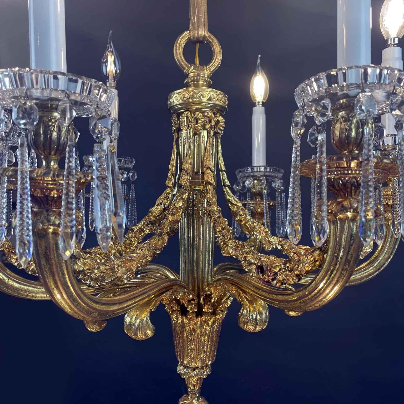 Baccarat Crystal and Ormolu Chandelier French 20th Century Empire Style Pendant 1