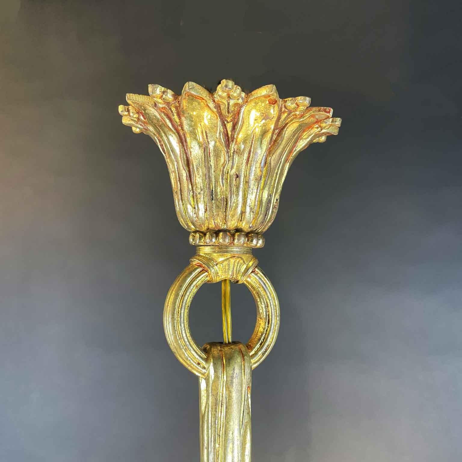 Baccarat Crystal and Ormolu Chandelier French 20th Century Empire Style Pendant 4