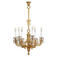 Antique Baccarat Crystal and Ormolu Chandelier French 20th Century Empire Style Pendant