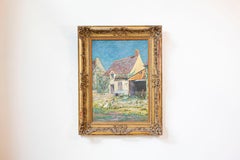 French 20th Century Farmyard Scene by H. Greilschmez in Carved Giltwood Frame