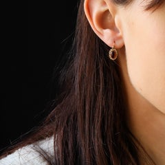 French 20th Century Fine Pearl Garnet 18 Karat Rose Gold Lever Back Earrings