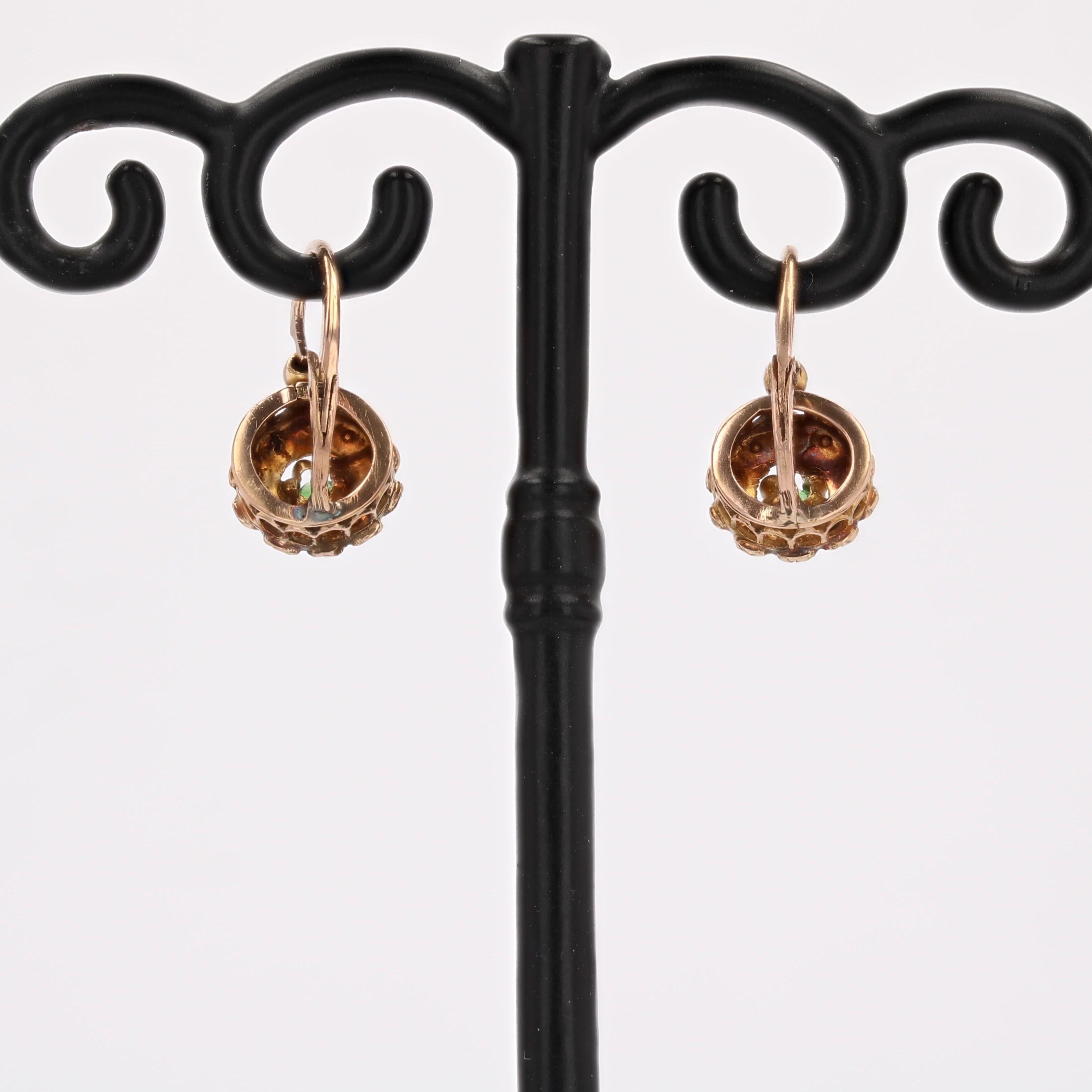 Orecchini a leva in oro rosa 18 K.K. con perle fini del XX secolo francese in vendita 4