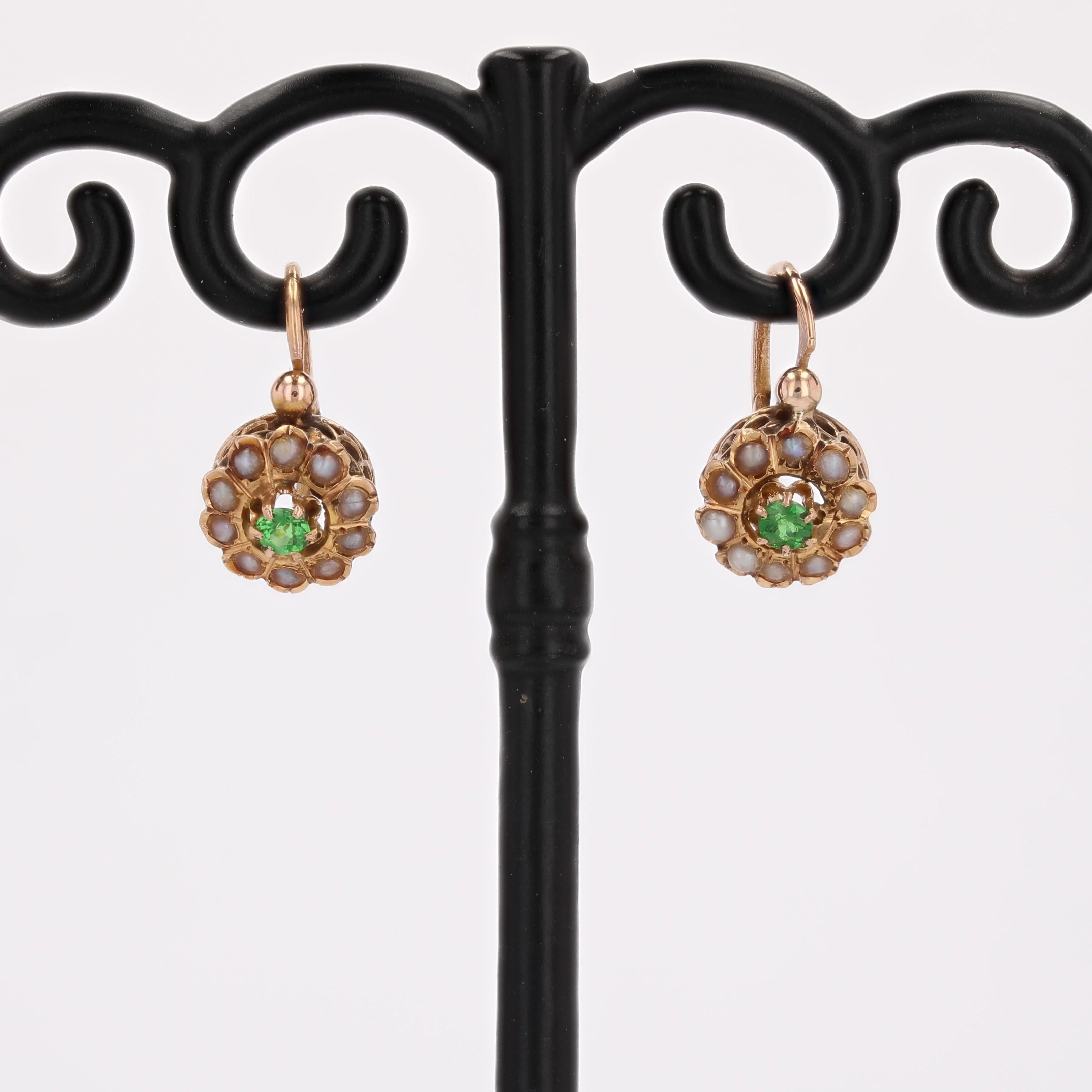 Orecchini a leva in oro rosa 18 K.K. con perle fini del XX secolo francese in vendita 5