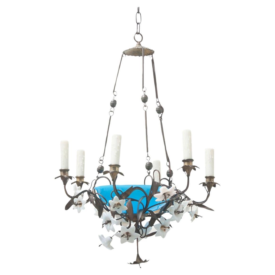 French 20th Century Floral Chandelier For Sale
