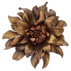 French 20th Century Georges-René Lecomte Metal Thistle Brooch