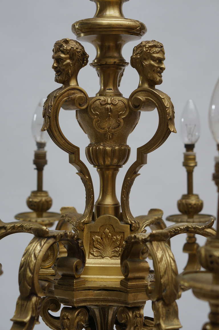 French 20th Century Gilded Bronze Six-Light Antique Mazarin Chandelier For Sale 1