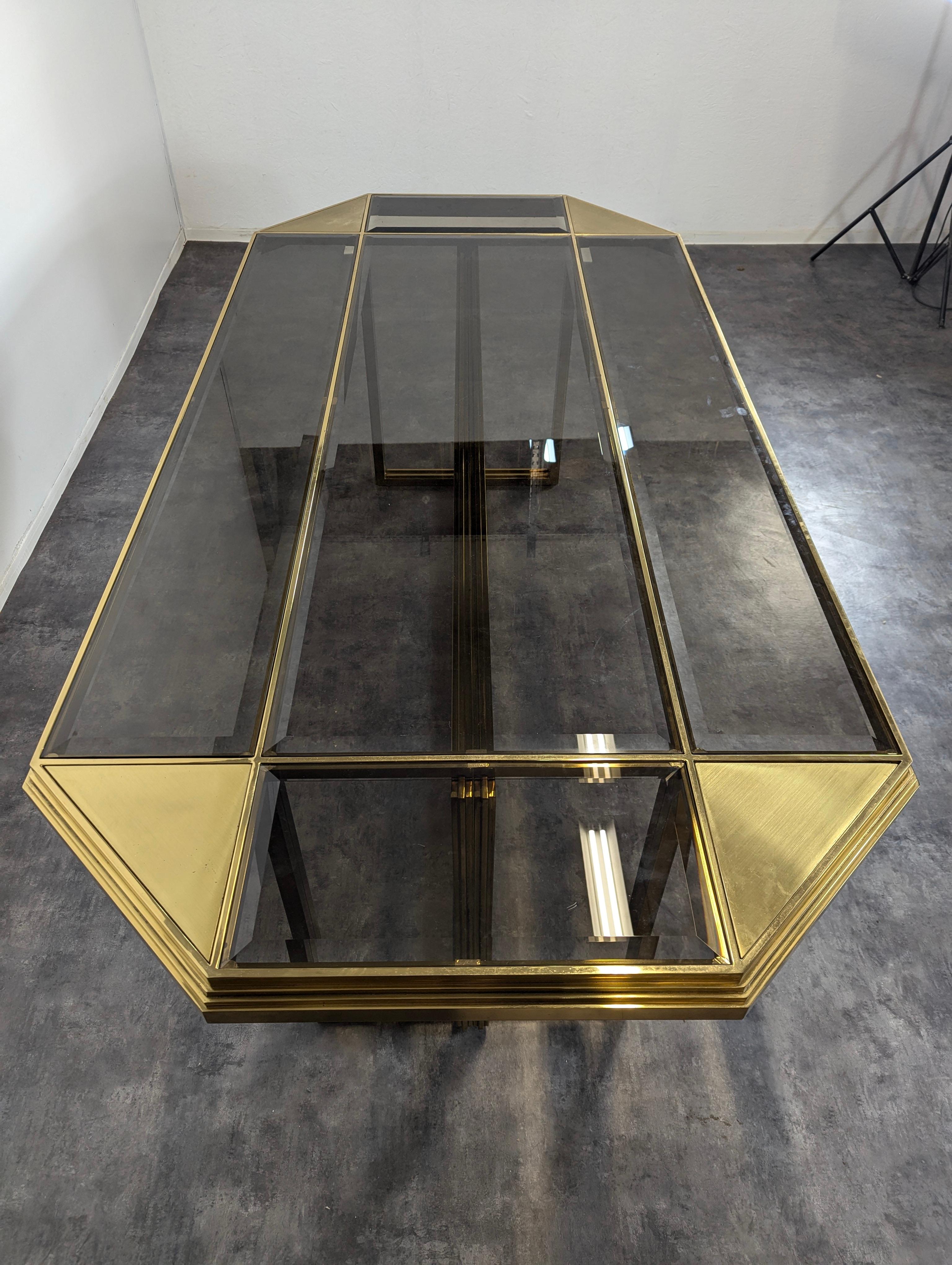French 20th Century Glass and Brass by Maison Jansen Hollywood regency In Good Condition For Sale In CANTELEU, FR