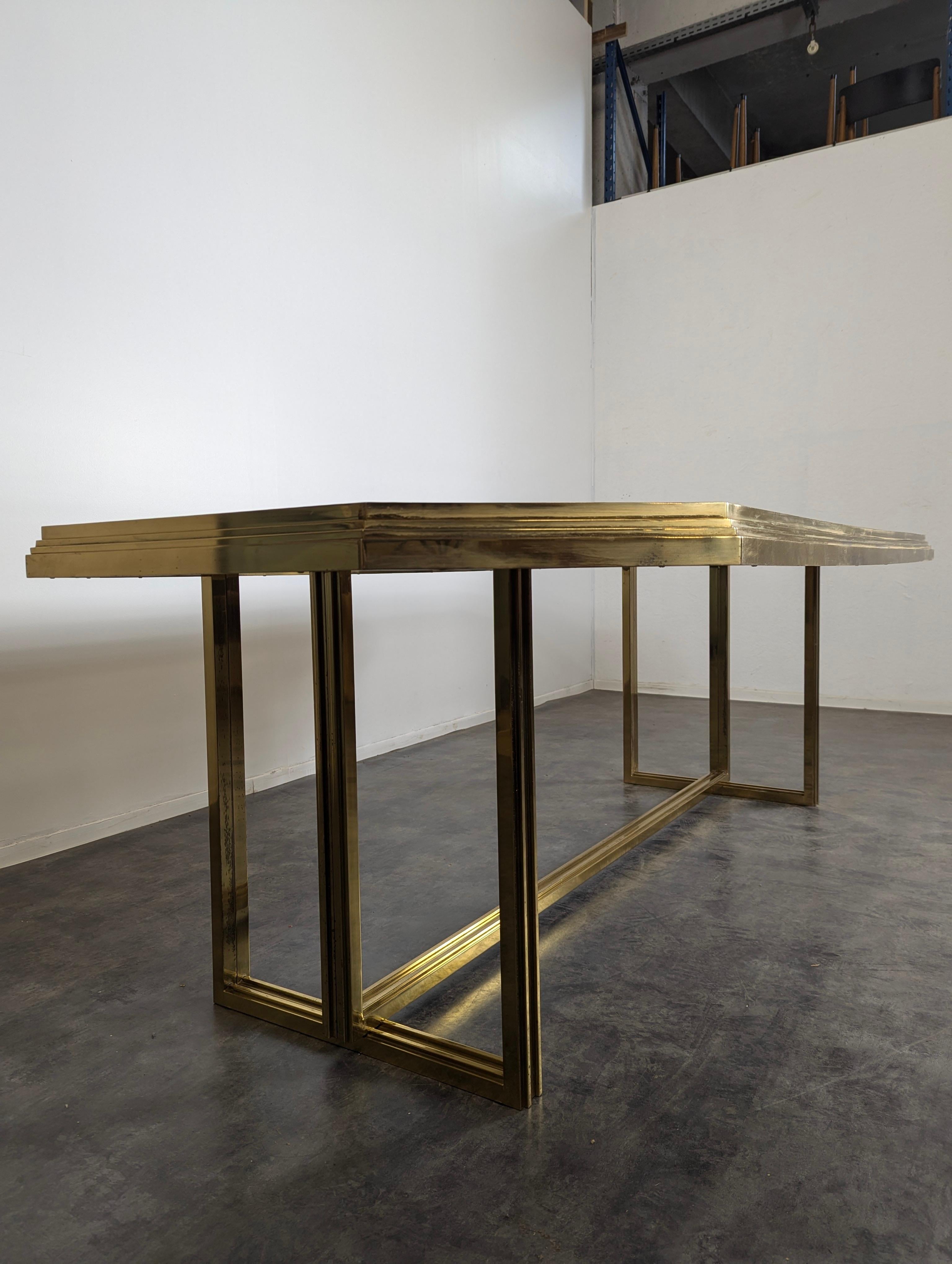 Late 20th Century French 20th Century Glass and Brass by Maison Jansen Hollywood regency For Sale