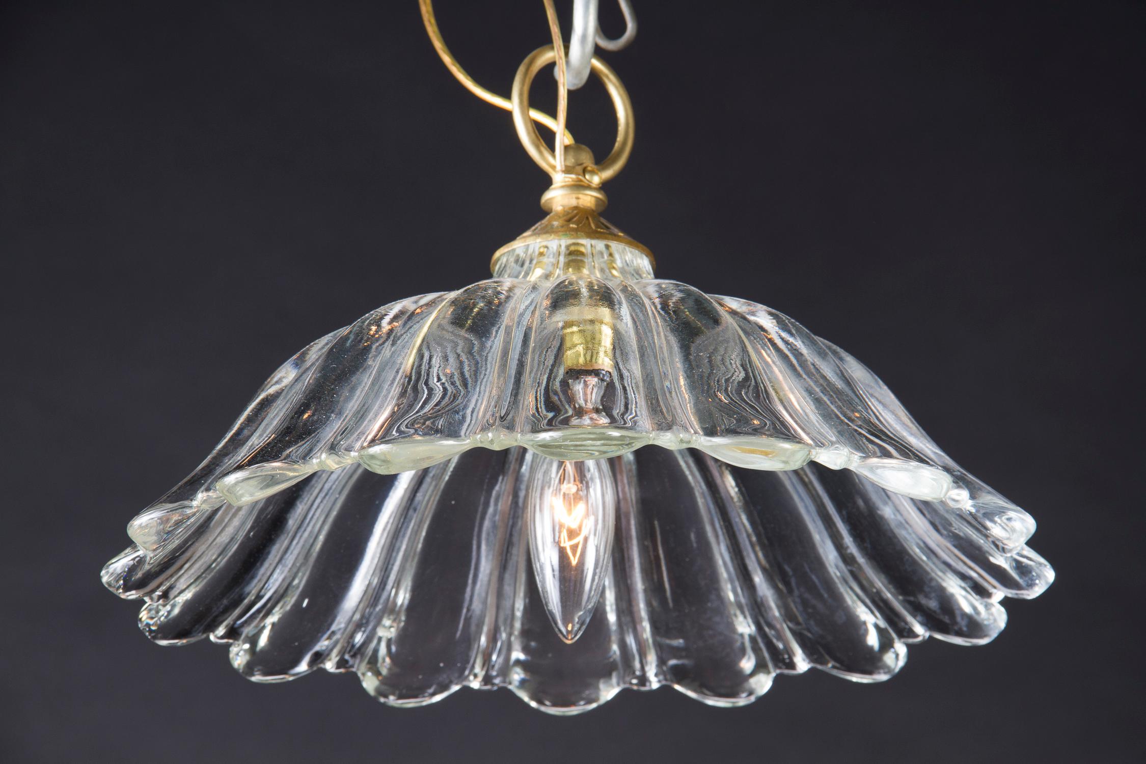 French 20th Century Glass Floriate Light, Unique Pendant Light For Sale 1