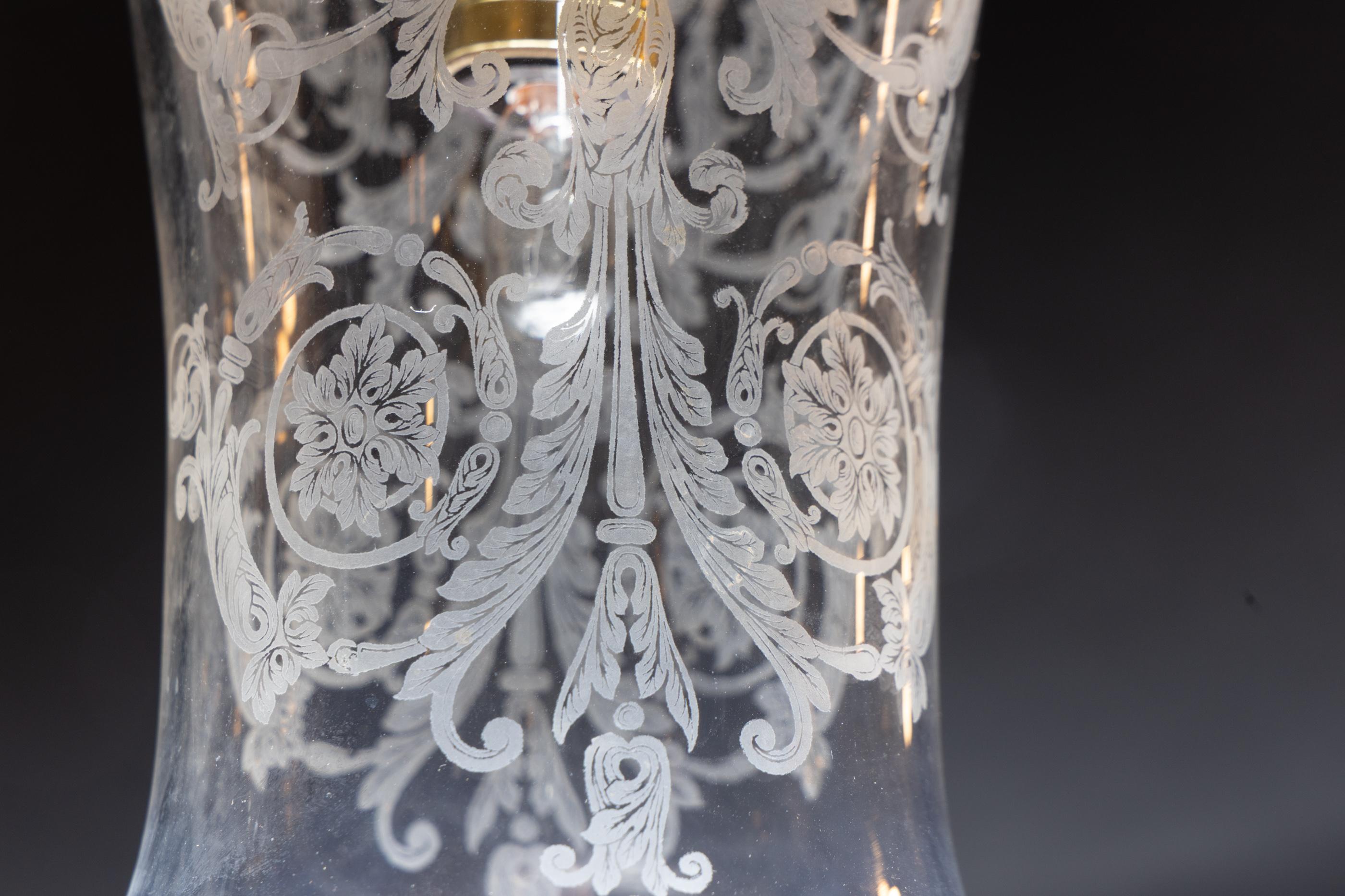 Glass French 20th Century Hanging Globe with Scalloped Bottom, Unique Pendant Light For Sale