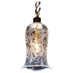 French 20th Century Hanging Globe with Scalloped Bottom, Unique Pendant Light