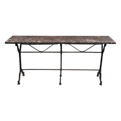 French 20th Century Iron and Stone Garden Table