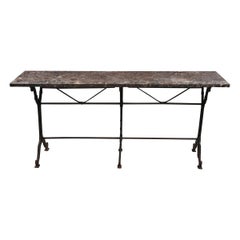 French 20th Century Iron and Stone Garden Table