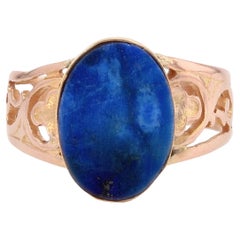 Französischer Lapislazuli-Signetring aus 18 Karat Roségold des 20.