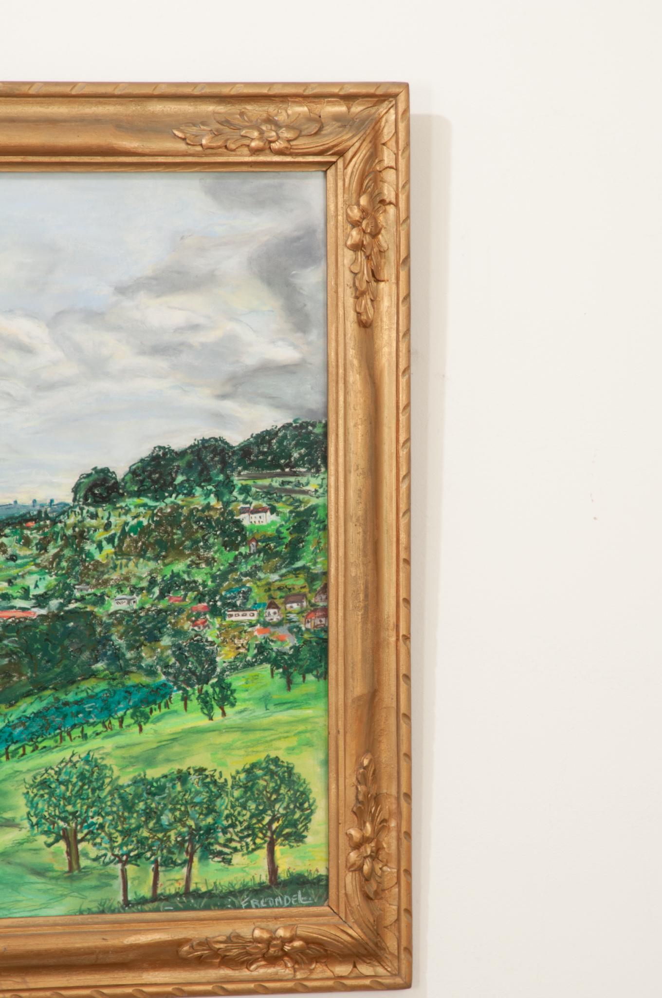 French 20th Century Large Landscape Painting In Good Condition For Sale In Baton Rouge, LA