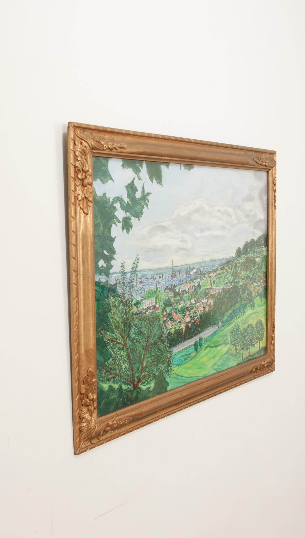 Tela Grande dipinto di paesaggio francese del XX secolo in vendita