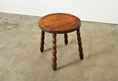 French 20th Century Large Oak Bobbin Stool-Table
