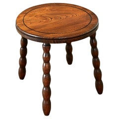 French 20th Century Large Oak Bobbin Stool-Table