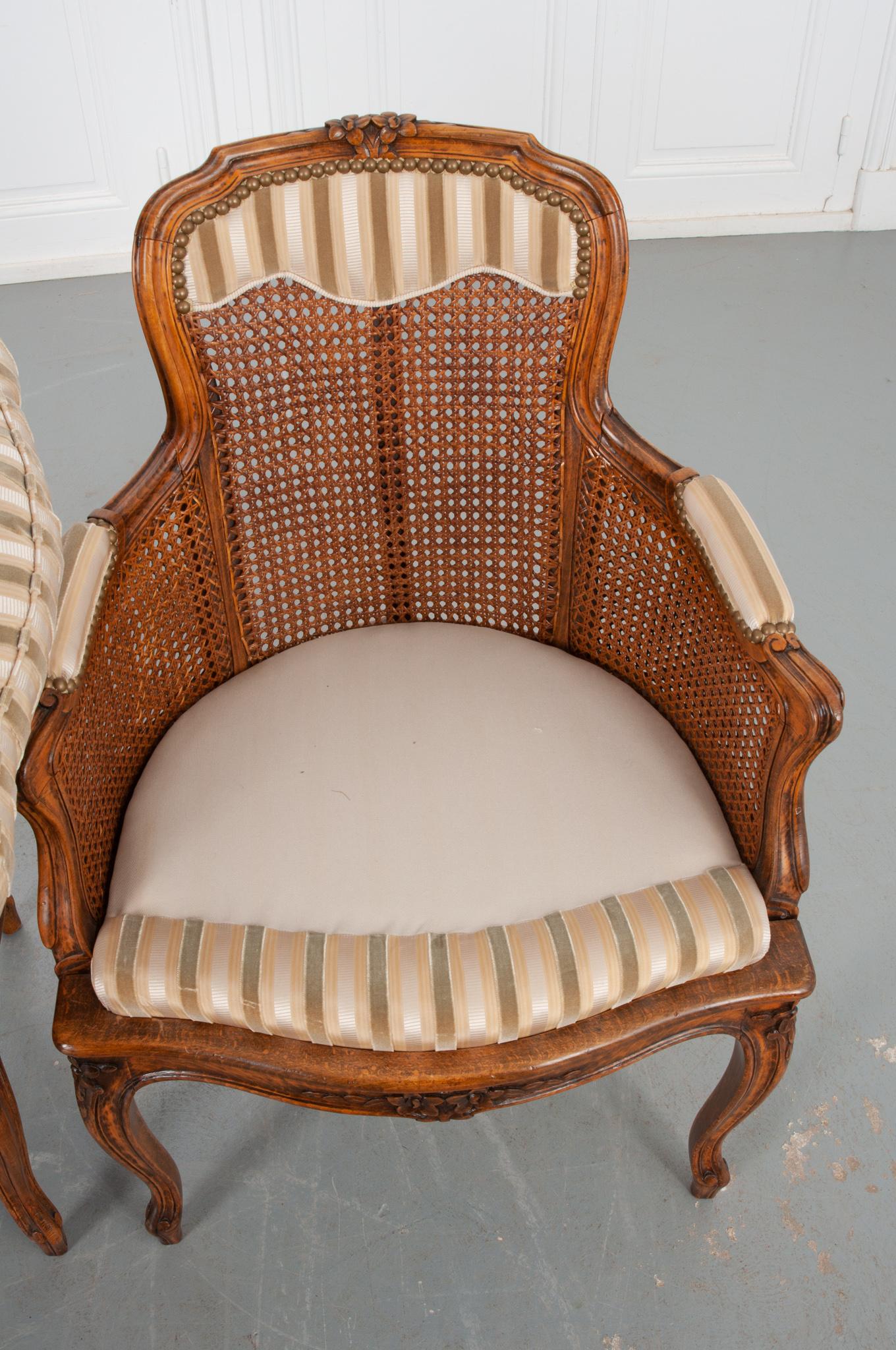 Textile French 20th Century Louis VX Style Pair of Chairs