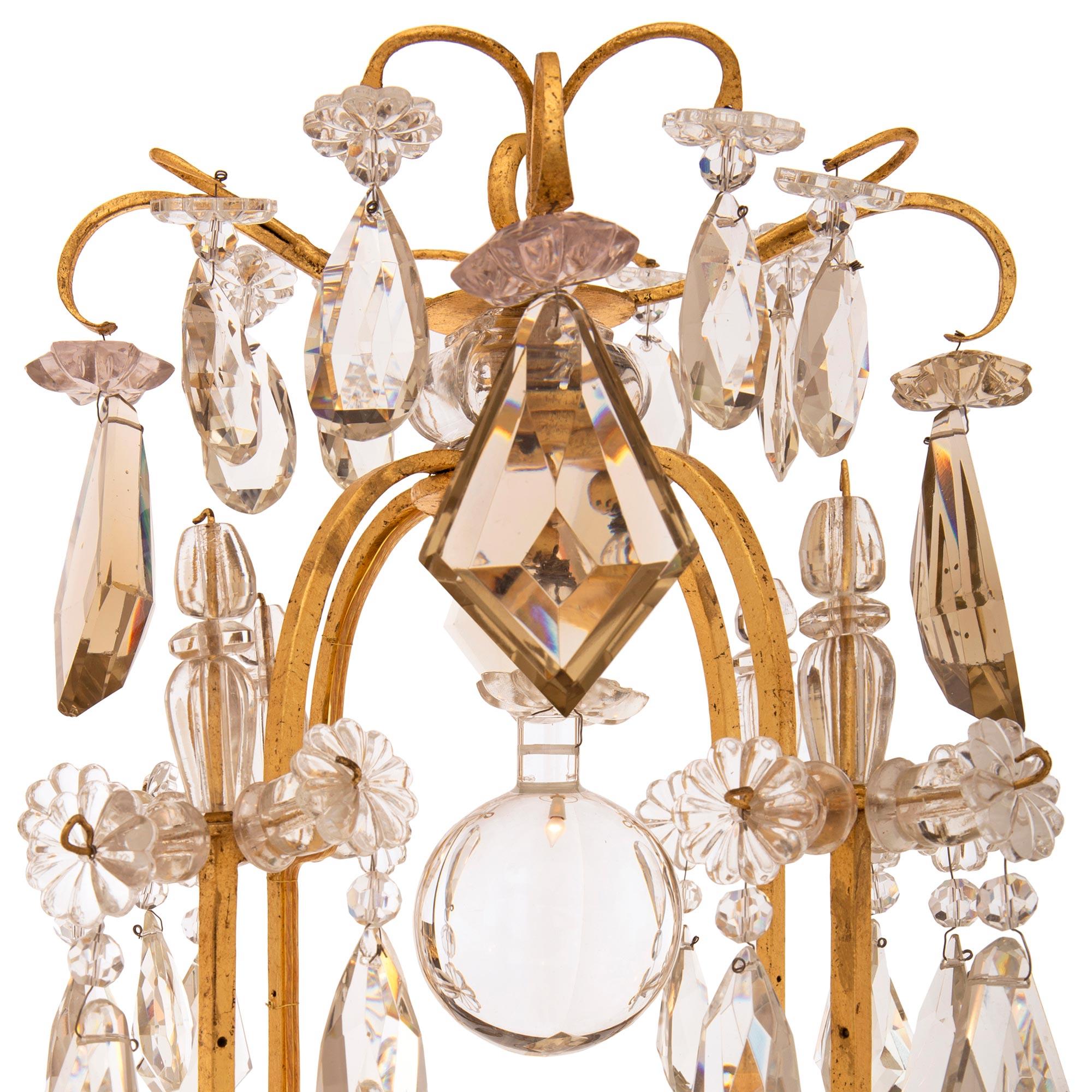 French 20th Century Louis XV St. Gilt Metal And Baccarat Crystal Chandelier In Good Condition For Sale In West Palm Beach, FL